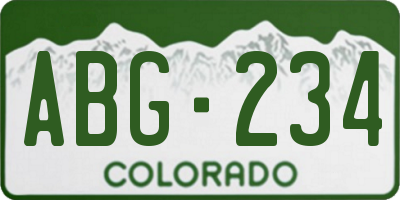 CO license plate ABG234