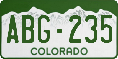 CO license plate ABG235