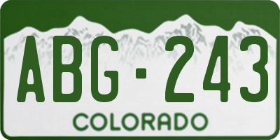 CO license plate ABG243