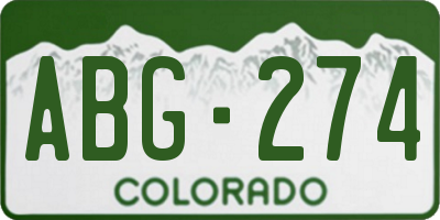 CO license plate ABG274