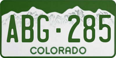 CO license plate ABG285