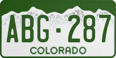 CO license plate ABG287