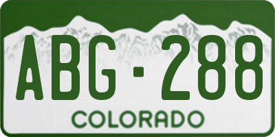 CO license plate ABG288