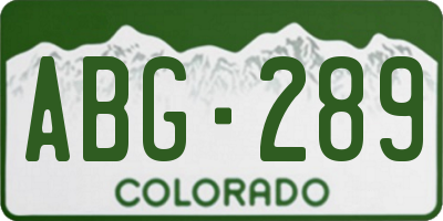 CO license plate ABG289