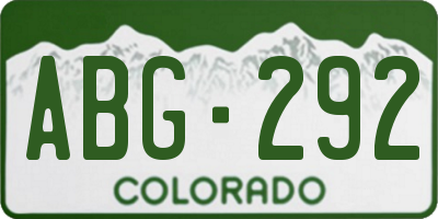 CO license plate ABG292