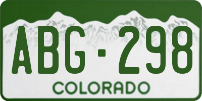 CO license plate ABG298