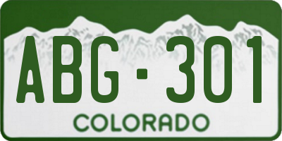 CO license plate ABG301