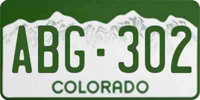 CO license plate ABG302