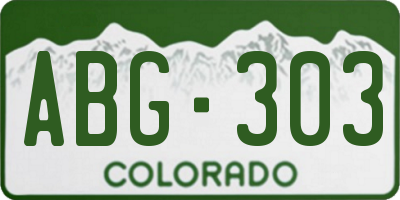 CO license plate ABG303