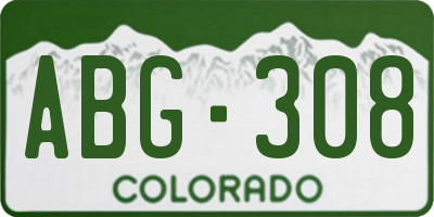 CO license plate ABG308