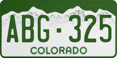 CO license plate ABG325