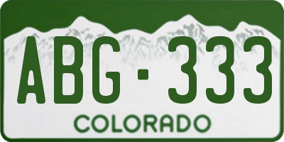 CO license plate ABG333