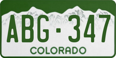 CO license plate ABG347