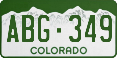CO license plate ABG349