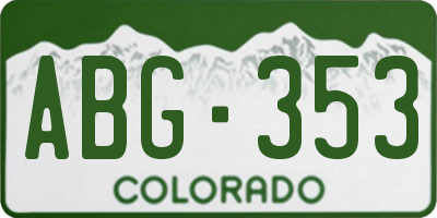 CO license plate ABG353