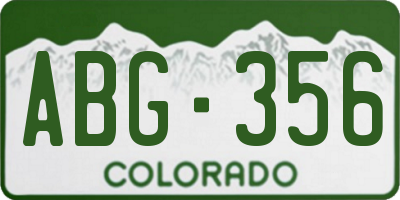 CO license plate ABG356