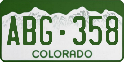 CO license plate ABG358