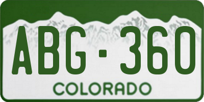 CO license plate ABG360