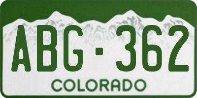 CO license plate ABG362