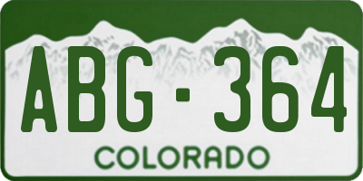 CO license plate ABG364