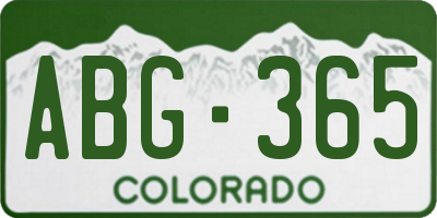 CO license plate ABG365