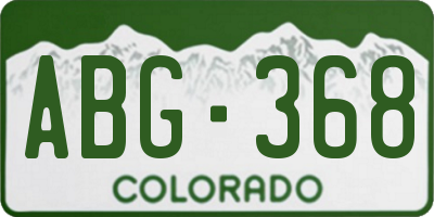 CO license plate ABG368