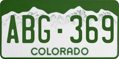 CO license plate ABG369