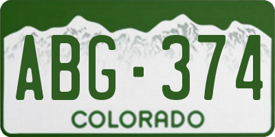 CO license plate ABG374