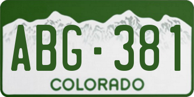 CO license plate ABG381