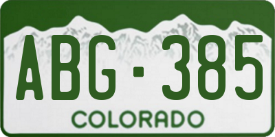 CO license plate ABG385