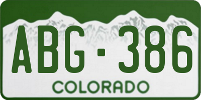 CO license plate ABG386