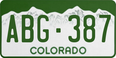 CO license plate ABG387