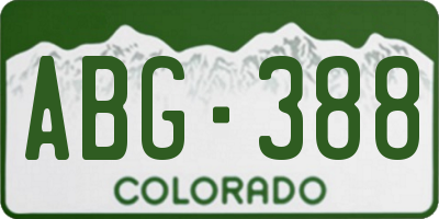 CO license plate ABG388