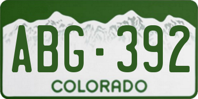 CO license plate ABG392