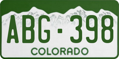 CO license plate ABG398