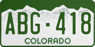 CO license plate ABG418