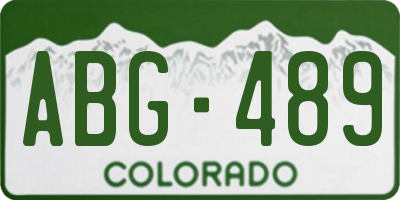 CO license plate ABG489
