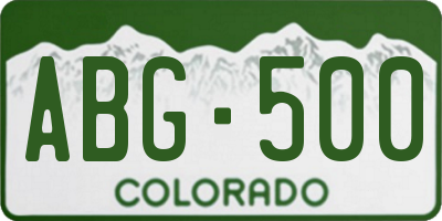 CO license plate ABG500