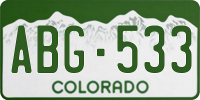 CO license plate ABG533