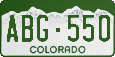 CO license plate ABG550