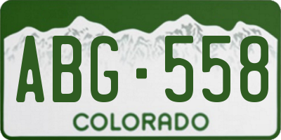 CO license plate ABG558