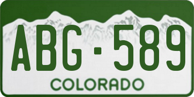 CO license plate ABG589