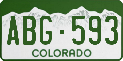 CO license plate ABG593
