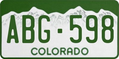 CO license plate ABG598
