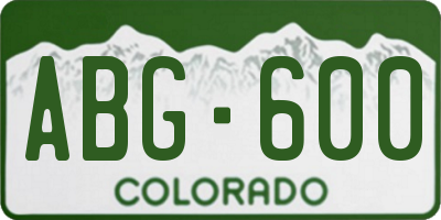 CO license plate ABG600