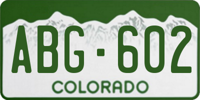 CO license plate ABG602