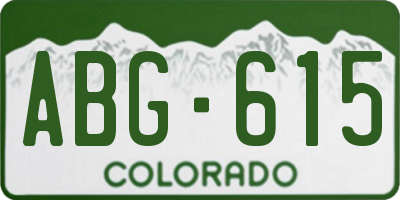 CO license plate ABG615
