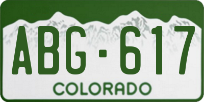 CO license plate ABG617