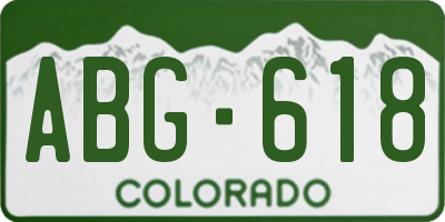 CO license plate ABG618