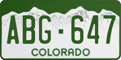 CO license plate ABG647
